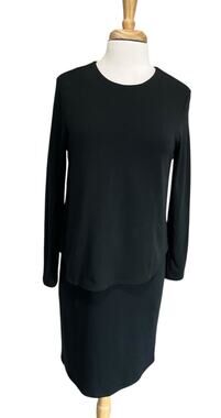 J Jill Tunic Dress Black Layered Look Soft Knit Casual Shift Dress Women S